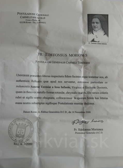 Relikwiarz z XXI wieku z relikwią Małej Teresy (Teresy od Dzieciątka Jezus) 2